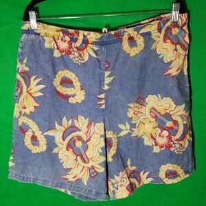 Budi Budi Floral Guitar Hawaiian Leis Shorts Medium Multicolor Vintage 90s Retro